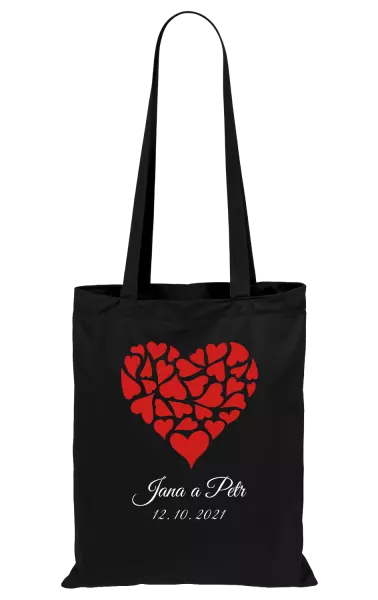 Látková taška Srdce se jmény