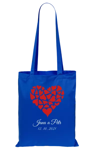 Látková taška Srdce se jmény