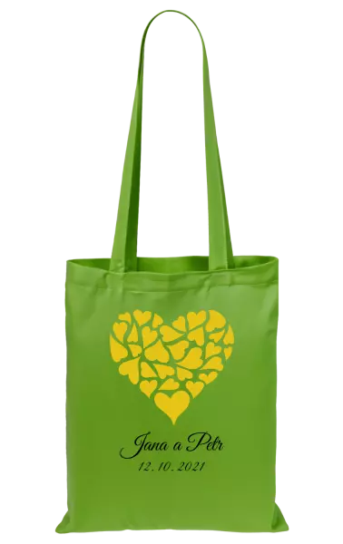 Látková taška Srdce se jmény