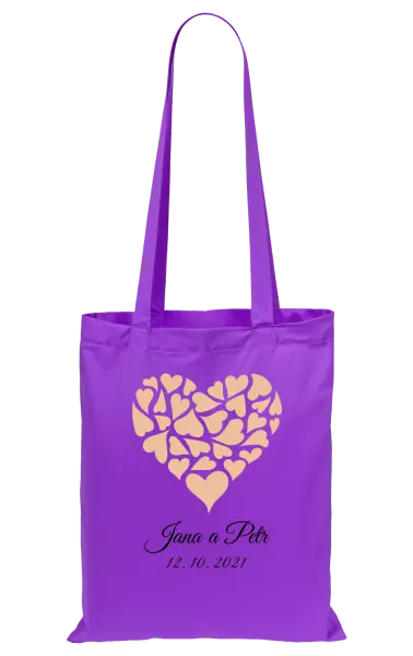 Látková taška Srdce se jmény