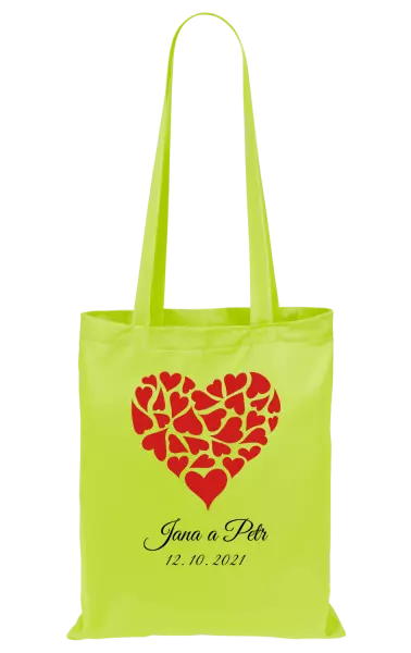 Látková taška Srdce se jmény