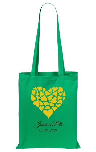 Látková taška Srdce se jmény