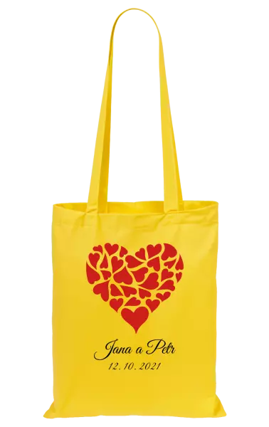 Látková taška Srdce se jmény