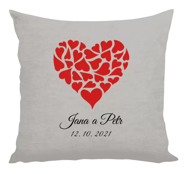 Polštář Srdce se jmény