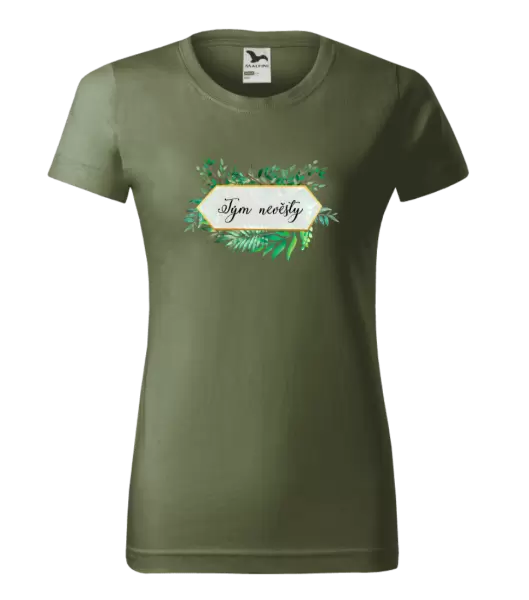 Dámské tričko Tým nevěsty - zelené listy
