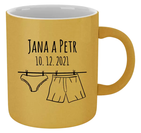 Metalický hrnek Spodní prádlo se jmény