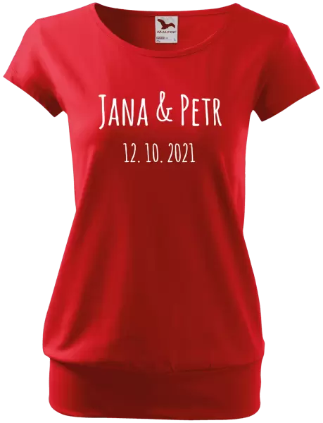 Dámské tričko Jména a datum písmo 1