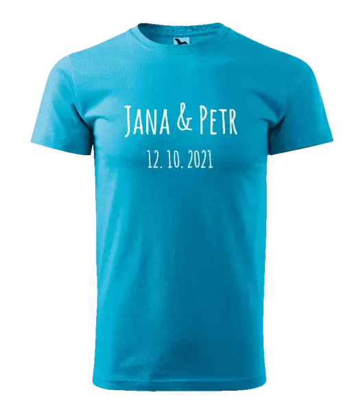 Pánské tričko Jména a datum písmo 1