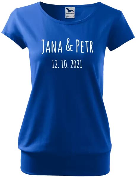 Dámské tričko Jména a datum písmo 1