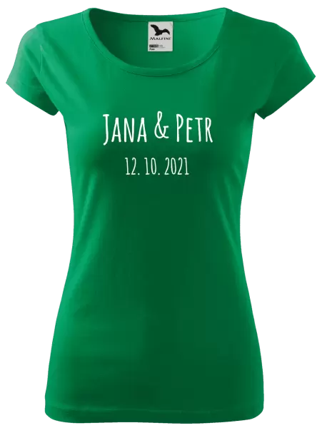 Dámské tričko Jména a datum písmo 1