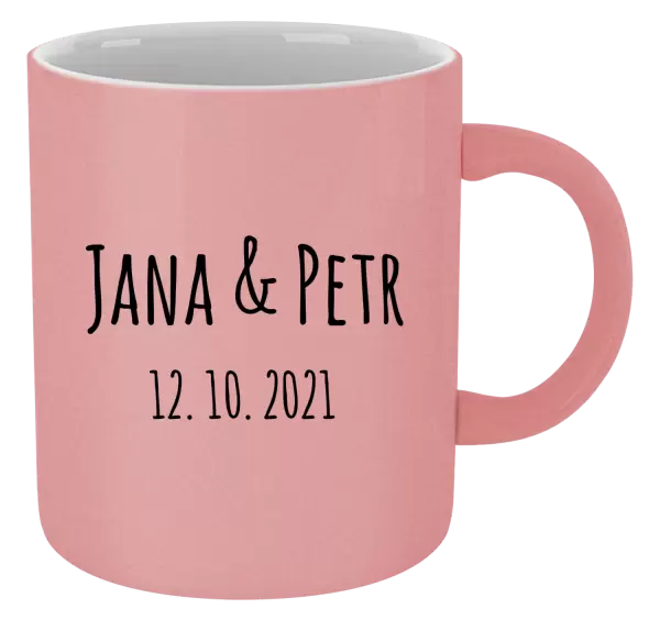 Metalický hrnek Jména a datum písmo 1
