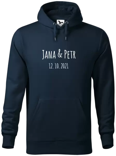 Pánská mikina Jména a datum písmo 1