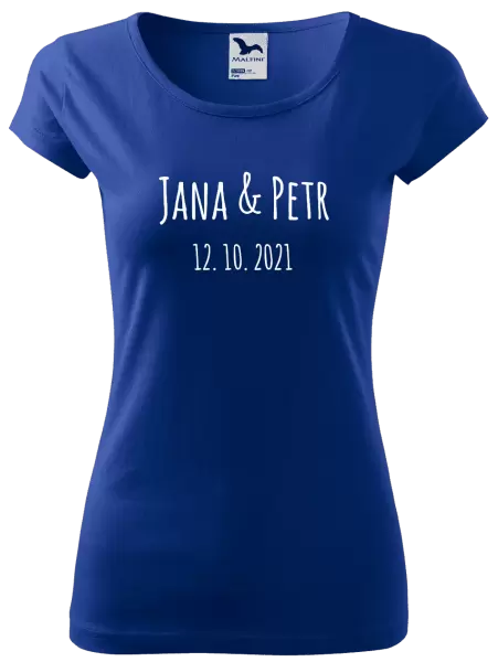 Dámské tričko Jména a datum písmo 1