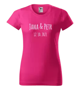 Dámské tričko Jména a datum písmo 1