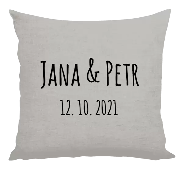 Polštář Jména a datum písmo 1