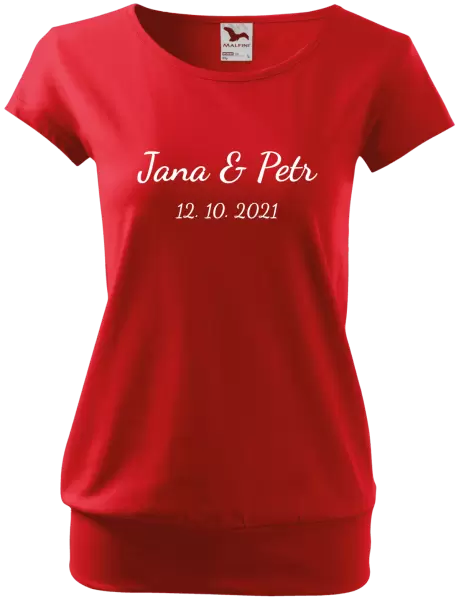 Dámské tričko Jména a datum písmo 2