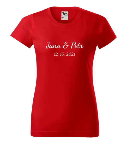 Dámské tričko Jména a datum písmo 2
