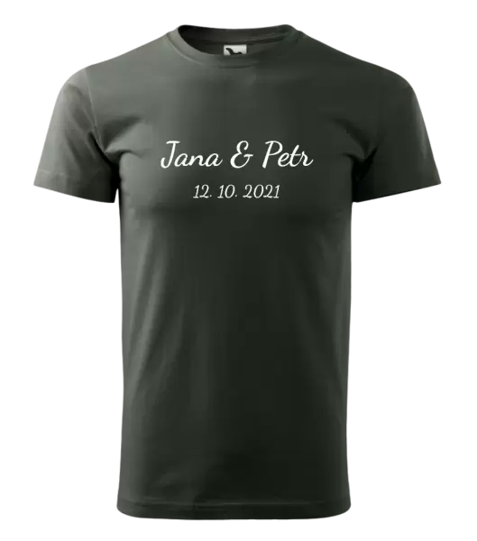Pánské tričko Jména a datum písmo 2