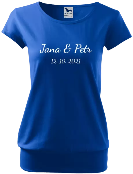 Dámské tričko Jména a datum písmo 2