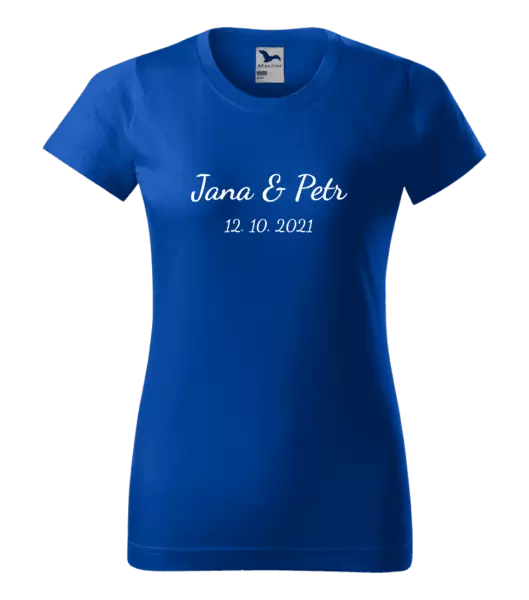 Dámské tričko Jména a datum písmo 2