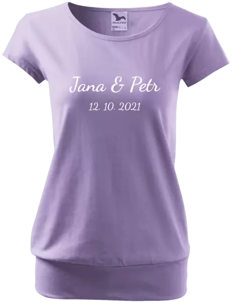 Dámské tričko Jména a datum písmo 2