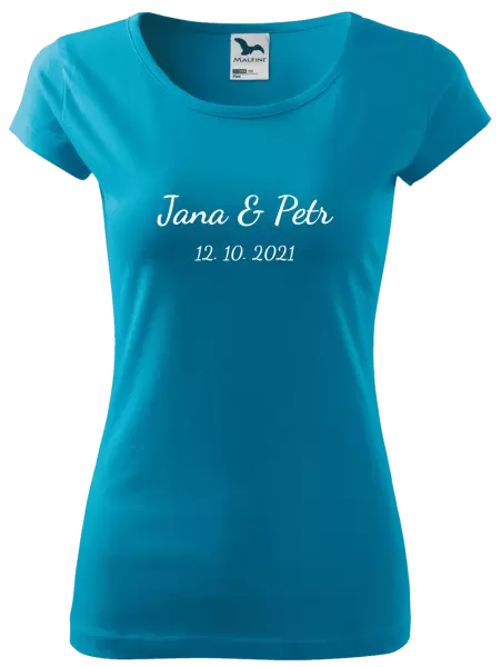 Dámské tričko Jména a datum písmo 2