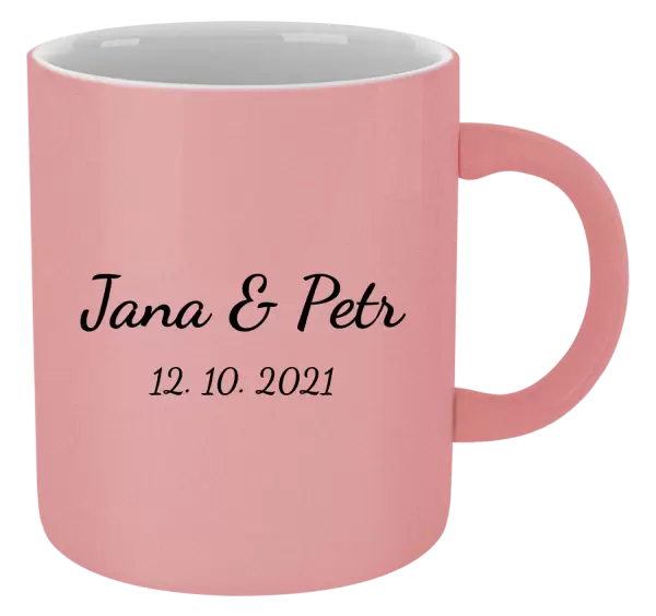 Metalický hrnek Jména a datum písmo 2