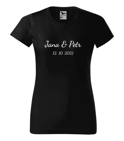 Dámské tričko Jména a datum písmo 2