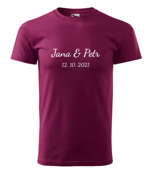 Pánské tričko Jména a datum písmo 2