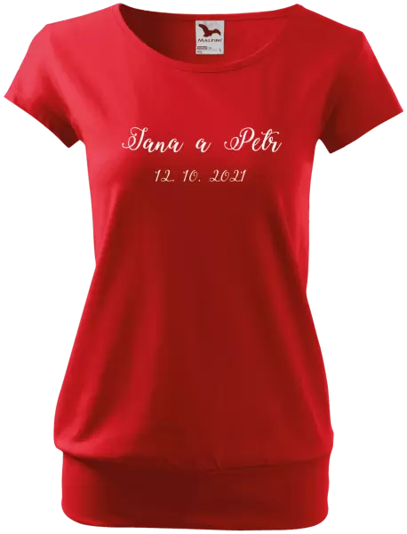 Dámské tričko Jména a datum písmo 3