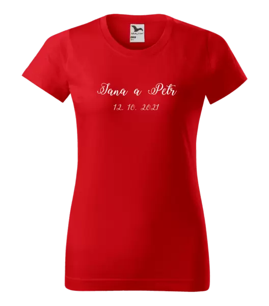 Dámské tričko Jména a datum písmo 3