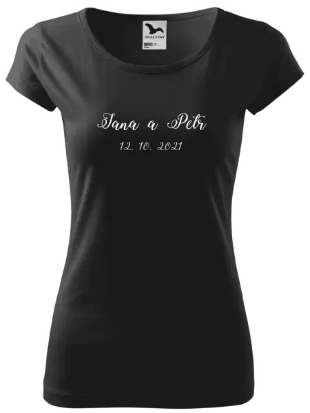 Dámské tričko Jména a datum písmo 3