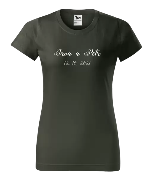 Dámské tričko Jména a datum písmo 3