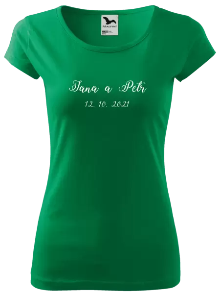 Dámské tričko Jména a datum písmo 3