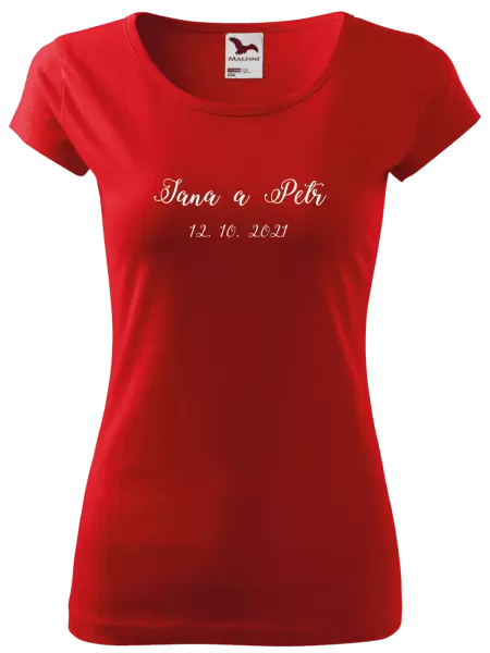 Dámské tričko Jména a datum písmo 3