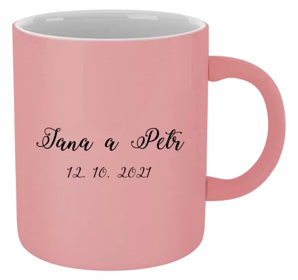Metalický hrnek Jména a datum písmo 3
