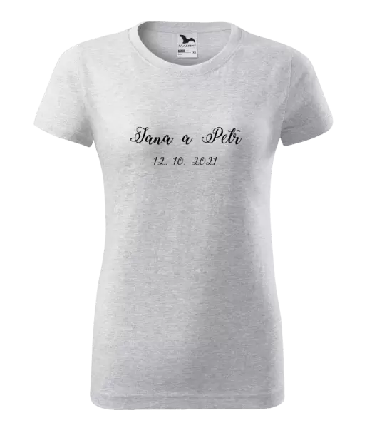 Dámské tričko Jména a datum písmo 3