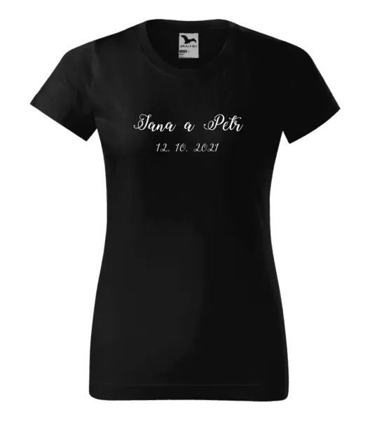 Dámské tričko Jména a datum písmo 3