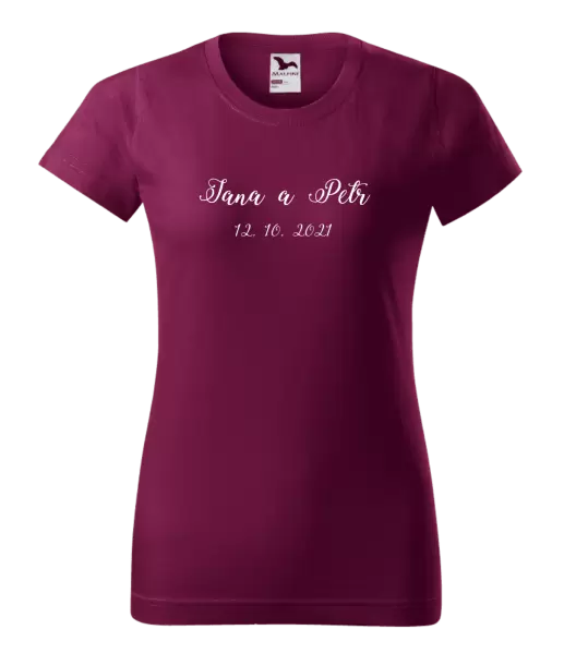Dámské tričko Jména a datum písmo 3