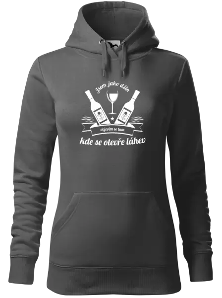 Dámská mikina Jsem jako džin, objevím se tam, kde se otevře lahev