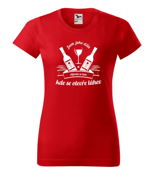 Dámské tričko Jsem jako džin, objevím se tam, kde se otevře lahev