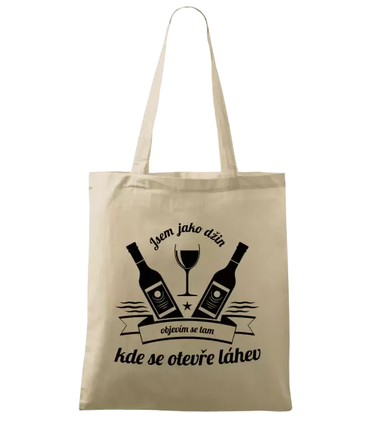 Látková taška Jsem jako džin, objevím se tam, kde se otevře lahev