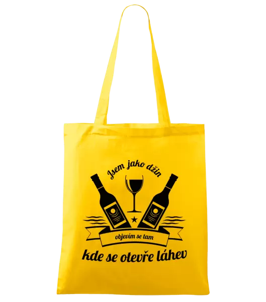 Látková taška Jsem jako džin, objevím se tam, kde se otevře lahev