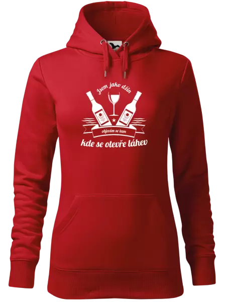 Dámská mikina Jsem jako džin, objevím se tam, kde se otevře lahev