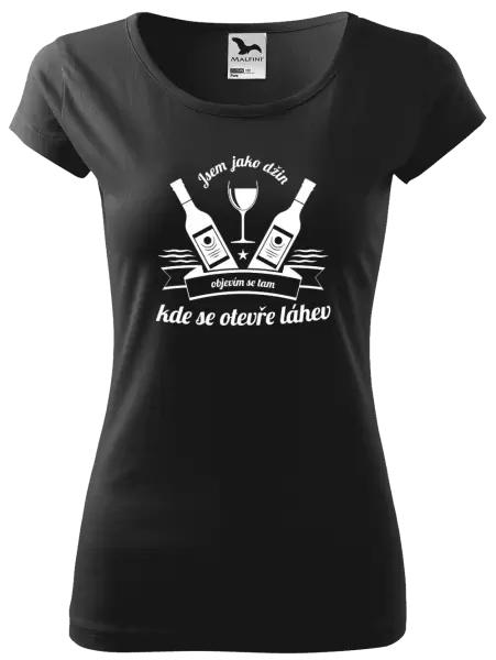 Dámské tričko Jsem jako džin, objevím se tam, kde se otevře lahev