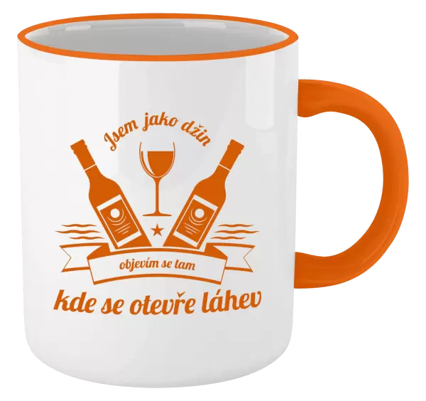 Hrnek Jsem jako džin, objevím se tam, kde se otevře lahev