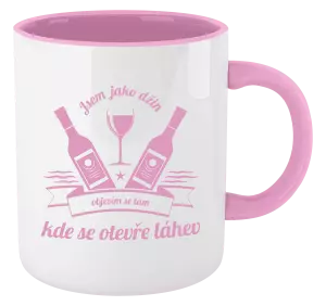 Hrnek 330 ml - barevný vnitřek a ucho Jsem jako džin, objevím se tam, kde se otevře lahev