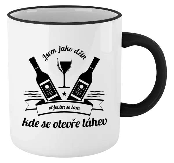 Hrnek Jsem jako džin, objevím se tam, kde se otevře lahev