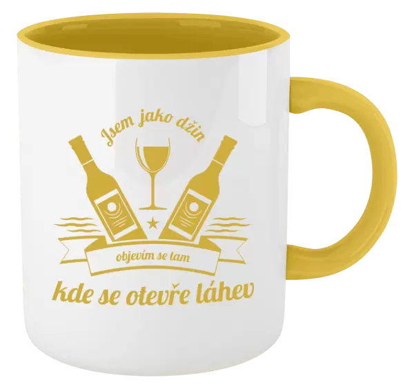 Hrnek Jsem jako džin, objevím se tam, kde se otevře lahev