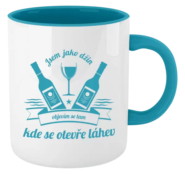 Hrnek Jsem jako džin, objevím se tam, kde se otevře lahev